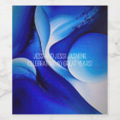 STROMENDE BLAUWE KROMMEN ABSTRACT WIJN ETIKET (Enkel label)