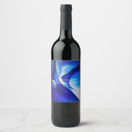 STROMENDE BLAUWE KROMMEN ABSTRACT WIJN ETIKET