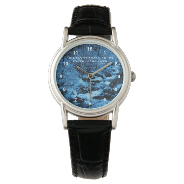 stromende Brook Time Confucius Inspirerend Quote Horloge (Voorkant)