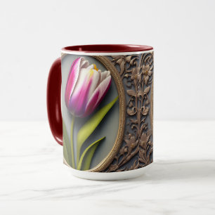 Stromende elegantie: Roze Tulp in Art Nouveau Desi Mok
