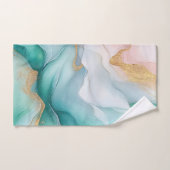 Stromende Emerald en Goud Marmeren Badhanddoek Set Handdoek (Handdoek)