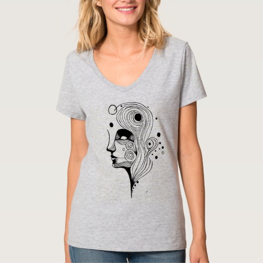 Stromende Gedachten – Abstract Lijn Kunst T-shirt (Voorkant)