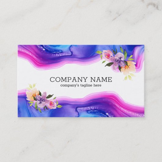 stromende georde inktextuur florale accenten visitekaartje (Voorkant)