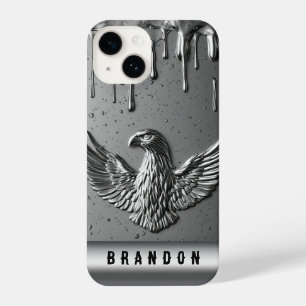💛 Stromende Gouden Adelaar Aangepaste naam Vloeib iPhone 14 Hoesje