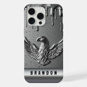 💛 Stromende Gouden Adelaar Aangepaste Naam Vloeib iPhone 15 Pro Max Case