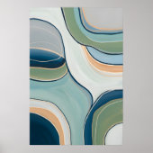Stromende groene en blauwe curven Abstracte Kunstp Poster (Voorkant)