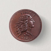  stromende haar, grote cent ronde button 3,2 cm (Voorkant)