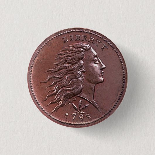  stromende haar, grote cent ronde button 3,2 cm (Voorkant)