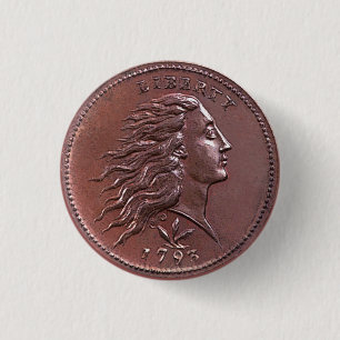 stromende haar, grote cent ronde button 3,2 cm