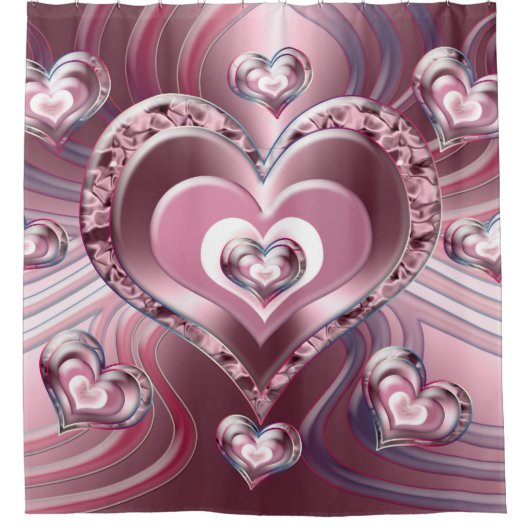stromende harten douchegordijn (Voorkant)