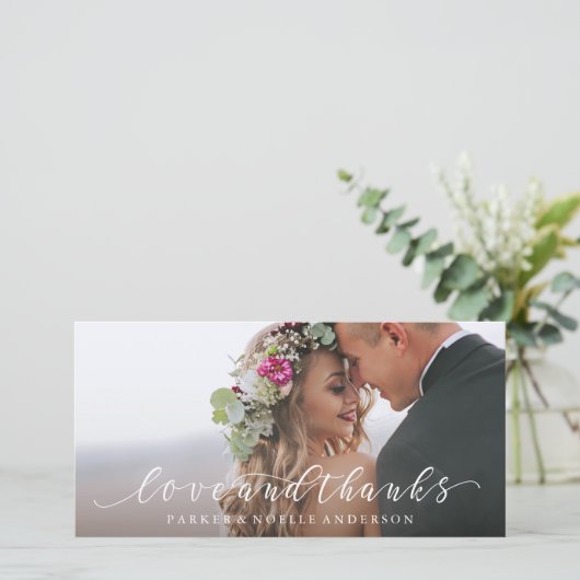 Stromende Liefde en Bedankt Trouwfotokaart (Staand voorkant)