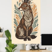 Stromende lijnen en patronen decoratieve antilope poster (Thuiskantoor)