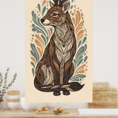 Stromende lijnen en patronen decoratieve antilope poster (Keuken)