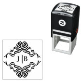 Stromende lint linten Crest 2 Initialen Trouwen Zelfinktende Stempel (In situ)