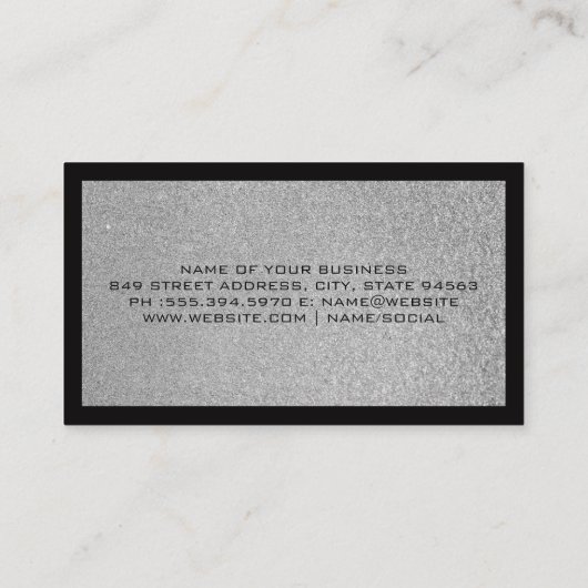 stromende lucht | Glitter | Zwarte grens Visitekaartje (Achterkant)