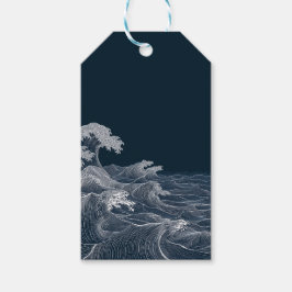 Stromende Ocean Waves Line Art Cadeaulabel