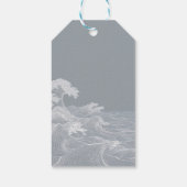 Stromende Ocean Waves Line Art Cadeaulabel (Achterkant)