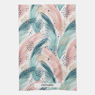 Stromende penseelstreek & gouden stip Abstract pat Theedoek