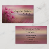 Stromende Roze Bloemen Elegante Vreedzame Professi Visitekaartje (Voorkant / Achterkant)