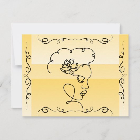 Stromende schoonheid: Goldenrod Line Art Blank Kaa Bedankkaart (Voorkant)