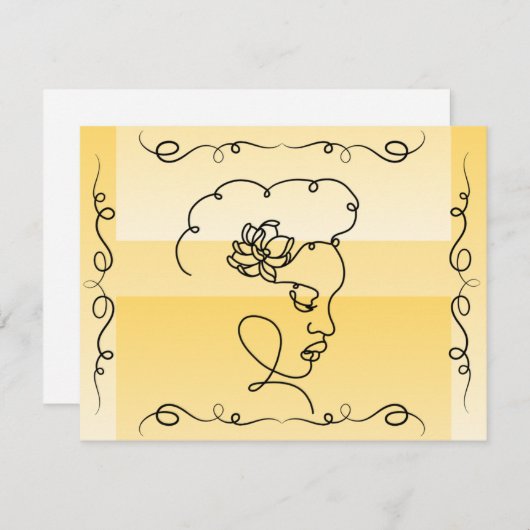 Stromende schoonheid: Goldenrod Line Art Blank Kaa Bedankkaart (Voorkant / Achterkant)