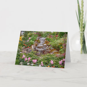 Stromende Waterval met lentebloemen Kaart