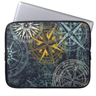 Stromperwindkompas  vintage roos laptop sleeve