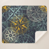 Stromperwindkompas vintage roos sherpa deken (Voorkant (horizontaal))