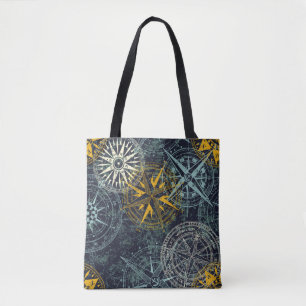 Stromperwindkompas vintage roos tote bag