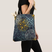 Stromperwindkompas vintage roos tote bag (Dichtbij)