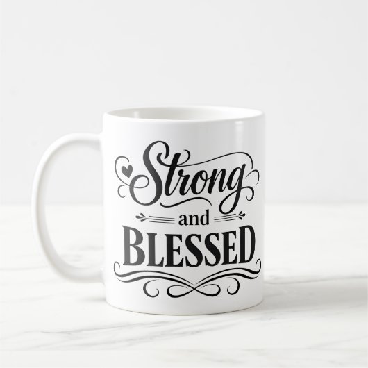 Strong and Blessed Inspirational Coffee Mug Koffiemok (Links)