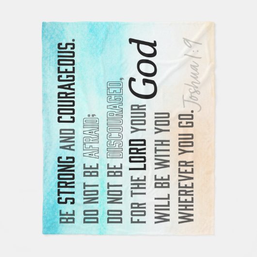 Strong and Courageous Joshua 1:9 Bible Fleece Deken (Voorkant)