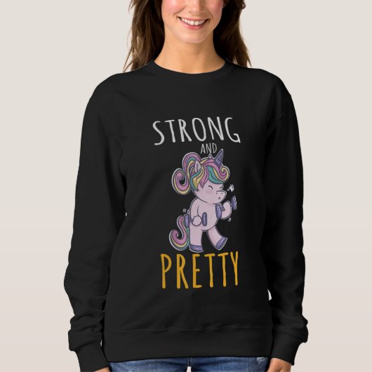 Strong And Pretty Fitness Workout Gym Unicorn 10 Trui (Voorkant)