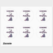 Strong As A Mother black Ronde Sticker (Vel)
