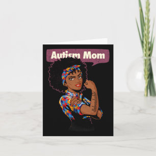 Strong Autism Mom Awareness Afro Mother Black Woma Kaart
