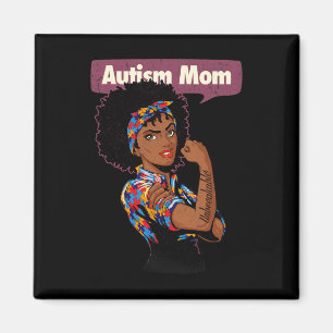 Strong Autism Mom Awareness Afro Mother Black Woma Magneet