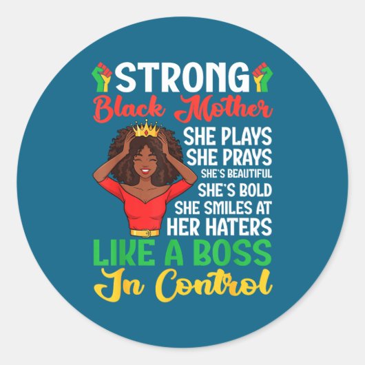 Strong Black Mother Queen African American History Ronde Sticker (Voorkant)