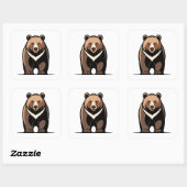 Strong Calm Bear Illustration Vierkante Sticker (Vel)