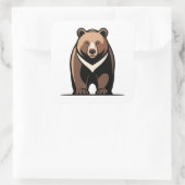 Strong Calm Bear Illustration Vierkante Sticker (Tas)