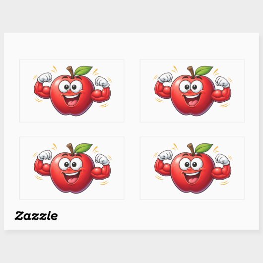 Strong Cartoon Apple Flexing Muscles Sticker (Vel)