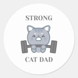 Strong Cat Dad Ronde Sticker