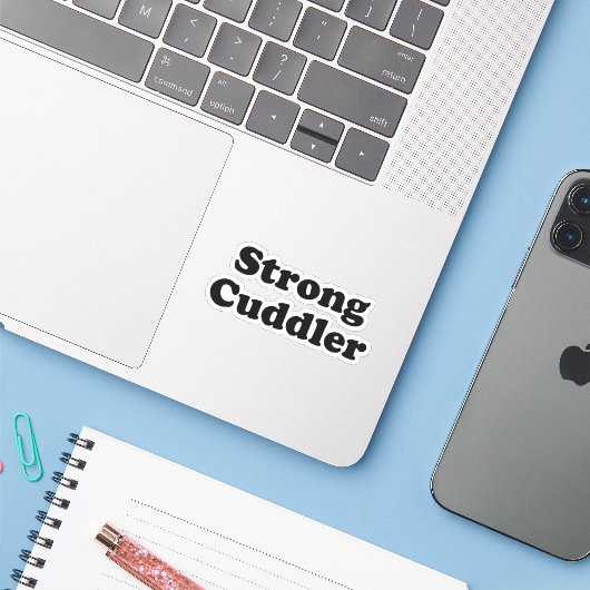 Strong Cuddler Sticker (Laptop met iPhone)