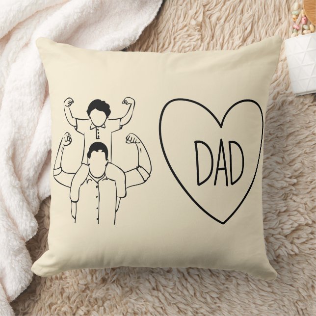 Strong Dad Shoulder Ride Heart Outline Kussen (Deken)