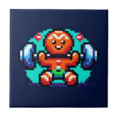 Strong Gingerbread Man - Funny Pixel Art Holiday Tegeltje (Voorkant)