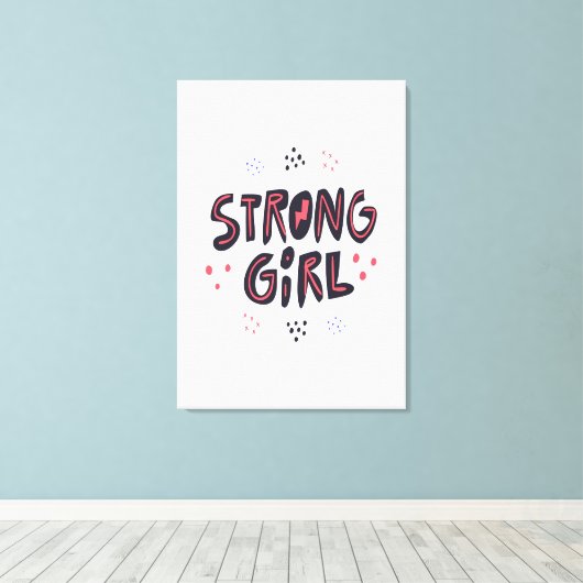 Strong Girl Canvas Afdruk (Insitu (Houten vloer))