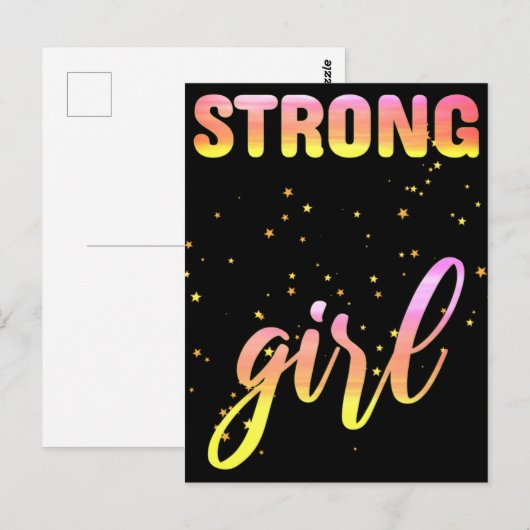 Strong Girl Pastel Star Briefkaart (Voorkant / Achterkant)