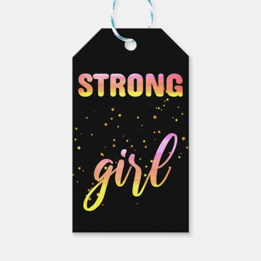 Strong Girl Pastel Star Cadeaulabel (Voorkant)