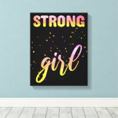 Strong Girl Pastel Star Canvas Afdruk (Insitu (Houten vloer))