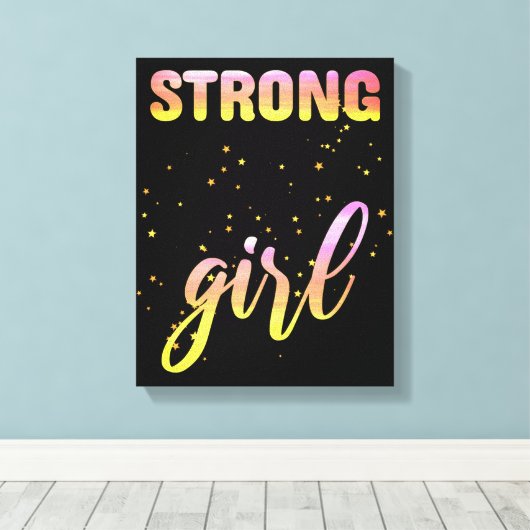 Strong Girl Pastel Star Canvas Afdruk (Insitu (Houten vloer))