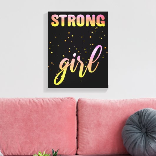 Strong Girl Pastel Star Canvas Afdruk (Insitu (Woonkamer))